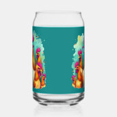 Grappige Hipster Haan Retro Pop Art Illustration Blikvorm Glas (Links)