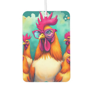 Grappige Hipster Haan Retro Pop Art Illustration Luchtverfrisser