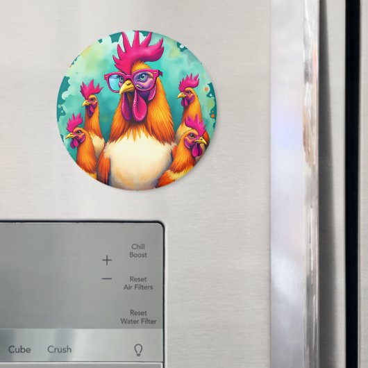 Grappige Hipster Haan Retro Pop Art Illustration Magneet (Insitu (Koelkast))