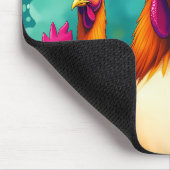 Grappige Hipster Haan Retro Pop Art Illustration Muismat (Hoek)