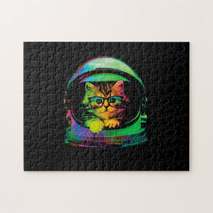 grappige hipster kat astronaut legpuzzel