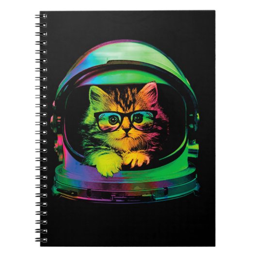 grappige hipster kat astronaut notitieboek (Voorkant)