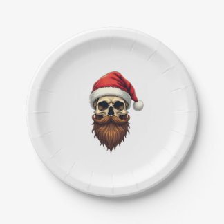 Grappige Hipster Kerstman Schedel Gezicht Met Hoed Papieren Bordje
