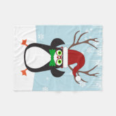 Grappige Hipster Kerstmis Pinguïn met gewei Fleece Deken (Voorkant (Horizontaal))