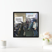 Grappige Hipster Luchtvaartmaatschappij Piloot Wan Vierkante Klok (Huis)