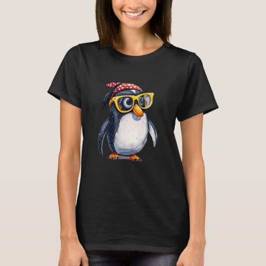 Grappige Hipster Penguin Flightless Bird Antarctic T-shirt (Voorkant)