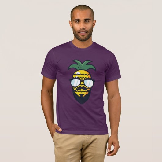 Grappige Hipster PINEAPPLE Bearded Shades Rastafar T-shirt (Voorkant volledig)