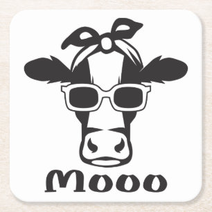 Grappige hipsterkoe liefhebber vaars boerderij sch kartonnen onderzetters