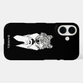 Grappige Hipsterwolf met Zwart Tuxedo Persoonlijk Case-Mate iPhone Case (Achterkant (horizontaal))