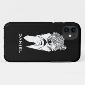 Grappige Hipsterwolf met Zwart Tuxedo Persoonlijk Case-Mate iPhone Case (Achterkant (horizontaal))