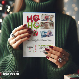 Grappige HO HO HO Retro Kerstfeest Familie Foto's Kaart