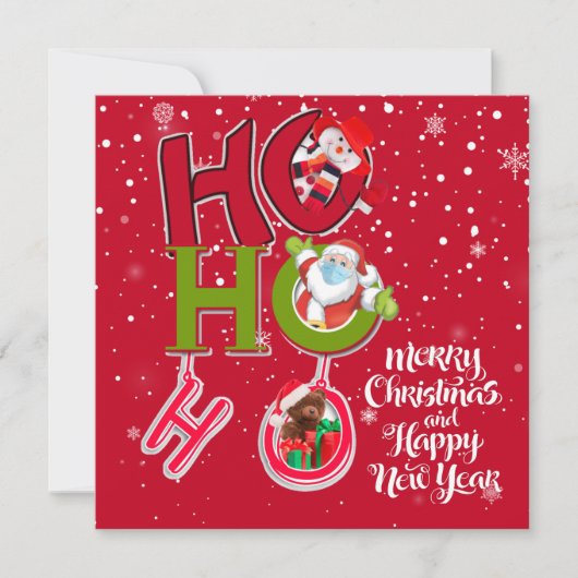 Grappige HO HO HO Retro Kerstfeest Kaarten (Voorkant)