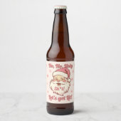 Grappige Ho Ho Retro Kerstman Kerstfeestfeestje Bier Etiket (Voorkant)