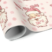 Grappige Ho Ho Retro Kerstman Kerstfeestparty Cadeaupapier (Rol Hoek)