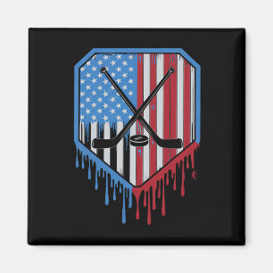 Grappige Hockey Drip Jongens Ijs Patriottisch Amer Magneet