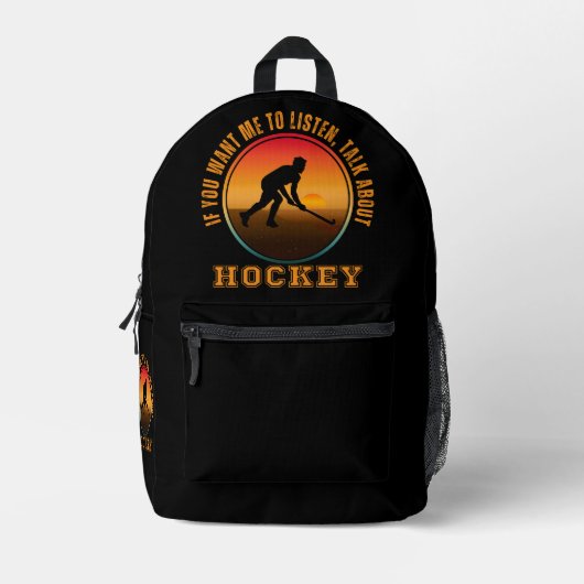 Grappige Hockey Gezegde  Silhouet Speler Bedrukte Rugzak (Voorkant)