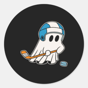 Grappige Hockey Ghost Spelen Hockey Lovers Hallowe Ronde Sticker