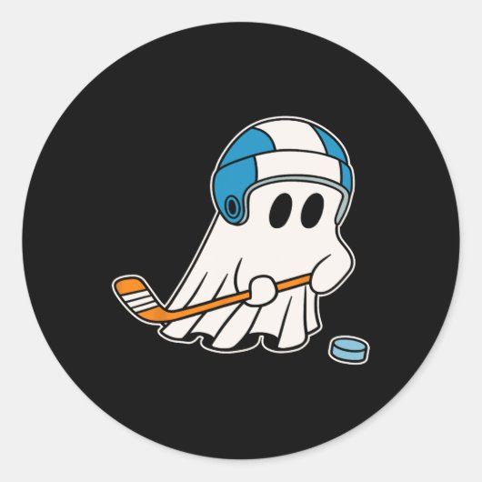 Grappige Hockey Ghost Spelen Hockey Lovers Hallowe Ronde Sticker (Voorkant)