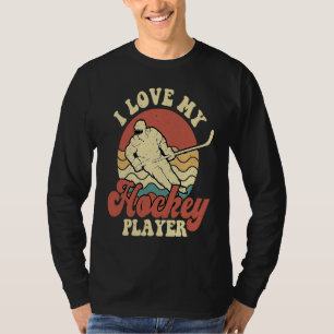 Grappige Hockey Ik Hou Van Mijn Hockeyspeler Retro T-shirt