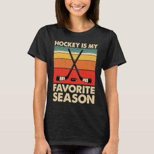 Grappige Hockey Is Mijn Favoriete Seizoen Retro Vi T-shirt