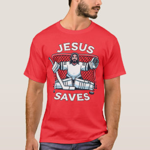 Grappige Hockey Jezus Redt Keeper Sport Humor grap T-shirt