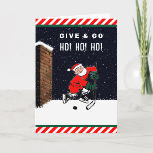 Grappige Hockey Kerst Feestdagen Kaart