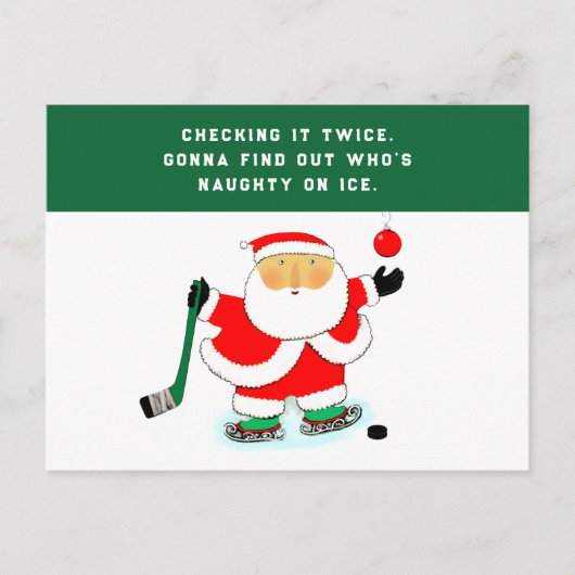 Grappige Hockey Kerst Feestdagenkaart (Voorkant)