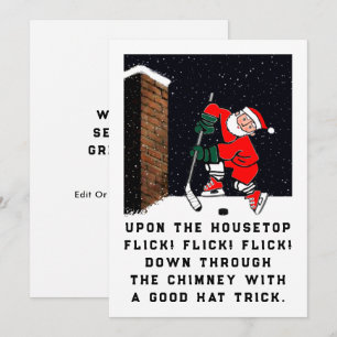 Grappige Hockey Kerst Feestdagenkaart