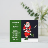 Grappige Hockey Kerstmis Feestdagenkaart (Staand voorkant)