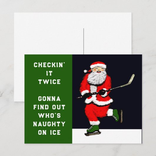 Grappige Hockey Kerstmis Feestdagenkaart (Voorkant / Achterkant)