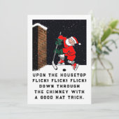 Grappige Hockey Kerstmis Feestdagenkaart (Staand voorkant)