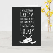 Grappige Hockey Speler Kaarten Blij Team Kerstman (Gele Bloem)