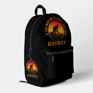 Grappige Hockey Spreuk Vintage Silhouet Speler Bedrukte Rugzak