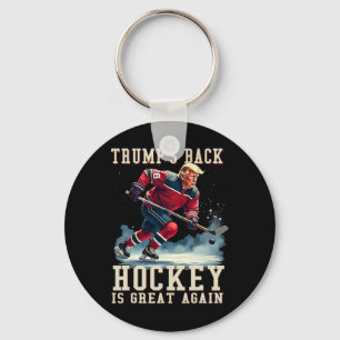 Grappige Hockey Trump Speler Cool Ice Hockey Sleutelhanger
