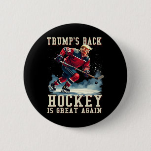 Grappige Hockey Trump Speler Cool Vintage IJshocke Ronde Button 5,7 Cm