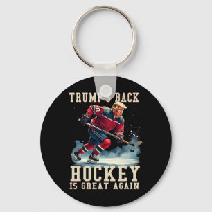Grappige Hockey Trump Speler Cool Vintage IJshocke Sleutelhanger