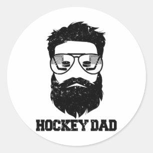 Grappige Hockey Vader Wanordelijke Haren Baard Hoc Ronde Sticker