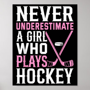 Grappige hockeykunst voor meisjes vrouwen veldhock poster