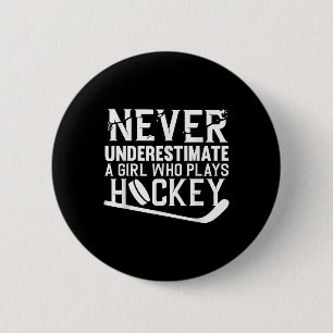Grappige hockeykunst voor meisjes vrouwen veldhock ronde button 5,7 cm