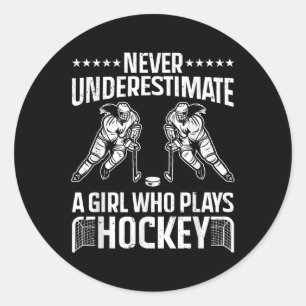 Grappige hockeykunst voor meisjes vrouwen veldhock ronde sticker