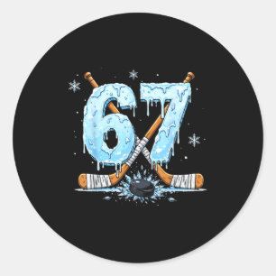 Grappige Hockeyliefhebbers Drip 6-7 Nummer Zes Zev Ronde Sticker