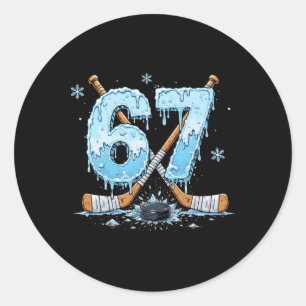 Grappige Hockeyliefhebbers Druppel 6-7 Nummer Zes Ronde Sticker