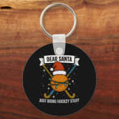 Grappige Hockeyspeler, Moeder, Vrouw Kerstmuts Lic Sleutelhanger (Voorkant)