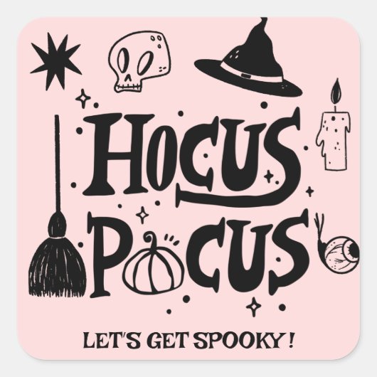 Grappige Hocus Pocus Witch Halloween Vierkante Sticker (Voorkant)