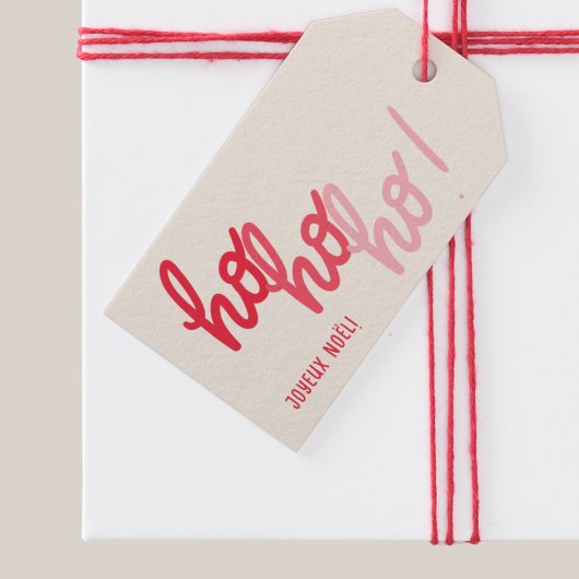 Grappige Hohoho Joyeux Noel Rood Roze Typografie Cadeaulabel