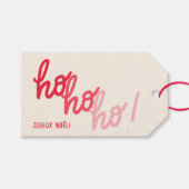 Grappige Hohoho Joyeux Noel Rood Roze Typografie Cadeaulabel (Voorkant (Horizontaal))