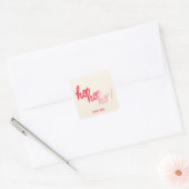 Grappige Hohoho Joyeux Noel Rood Roze Typografie Vierkante Sticker (Envelop)