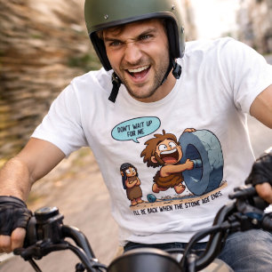 Grappige Holbewoner Wiel Stenen Tijdperk Humor T-S Tri-Blend Shirt
