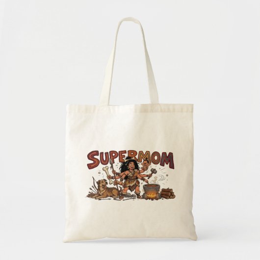Grappige Holenvrouw Super Moeder Multi Tasking Re Tote Bag (Voorkant)