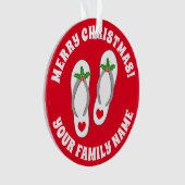 Grappige holly blad strand sandalen tropische kers ornament (voorkant)